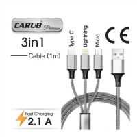 HIZLI SARZ CiHAZI 2,1A 3 LÜ TYPE-C-SAMSUNG-IPHONE-USB 1 MT KABLOLU 1